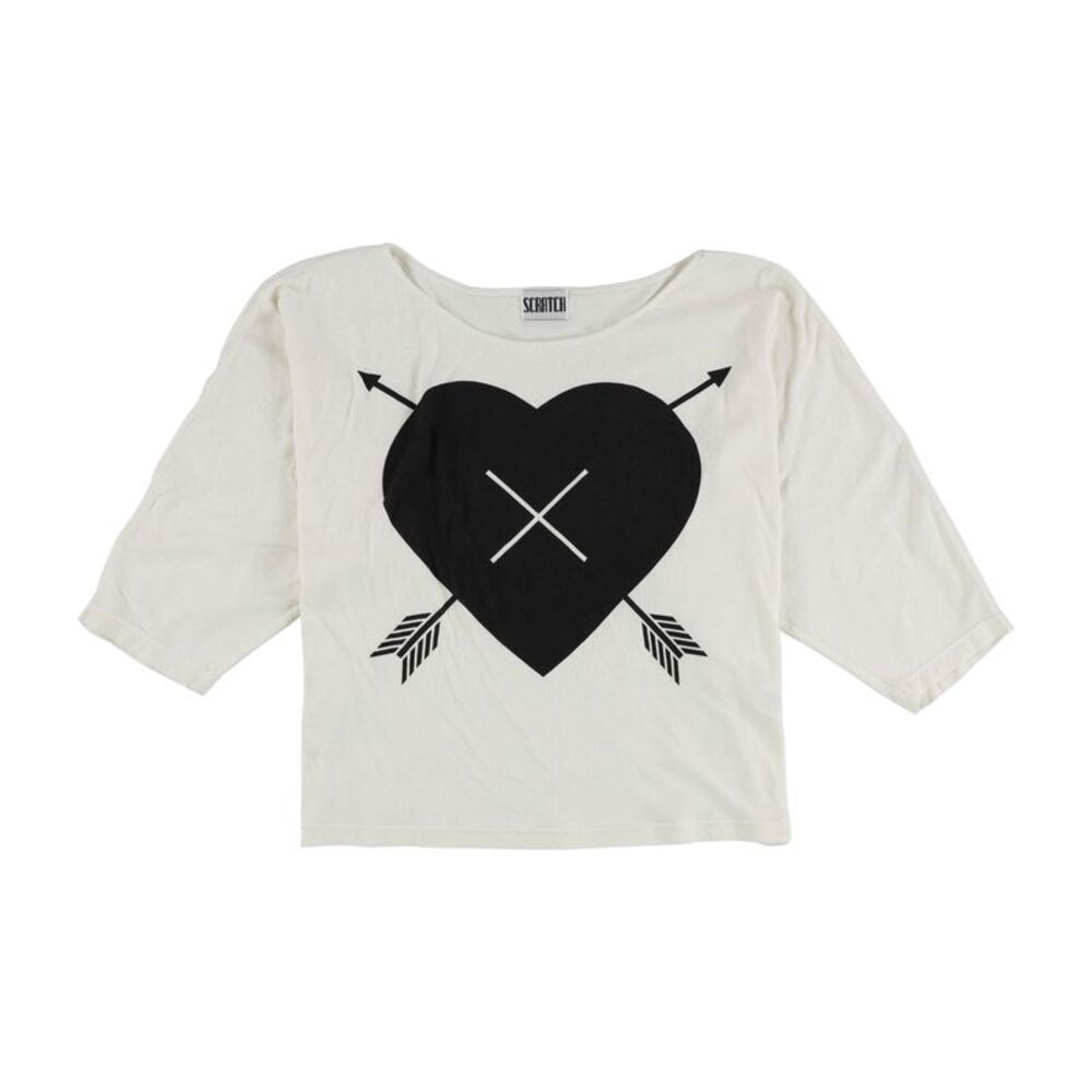 Scratch Womens Heart And Arrow Graphic T-Shirt, Off-White, L, DM